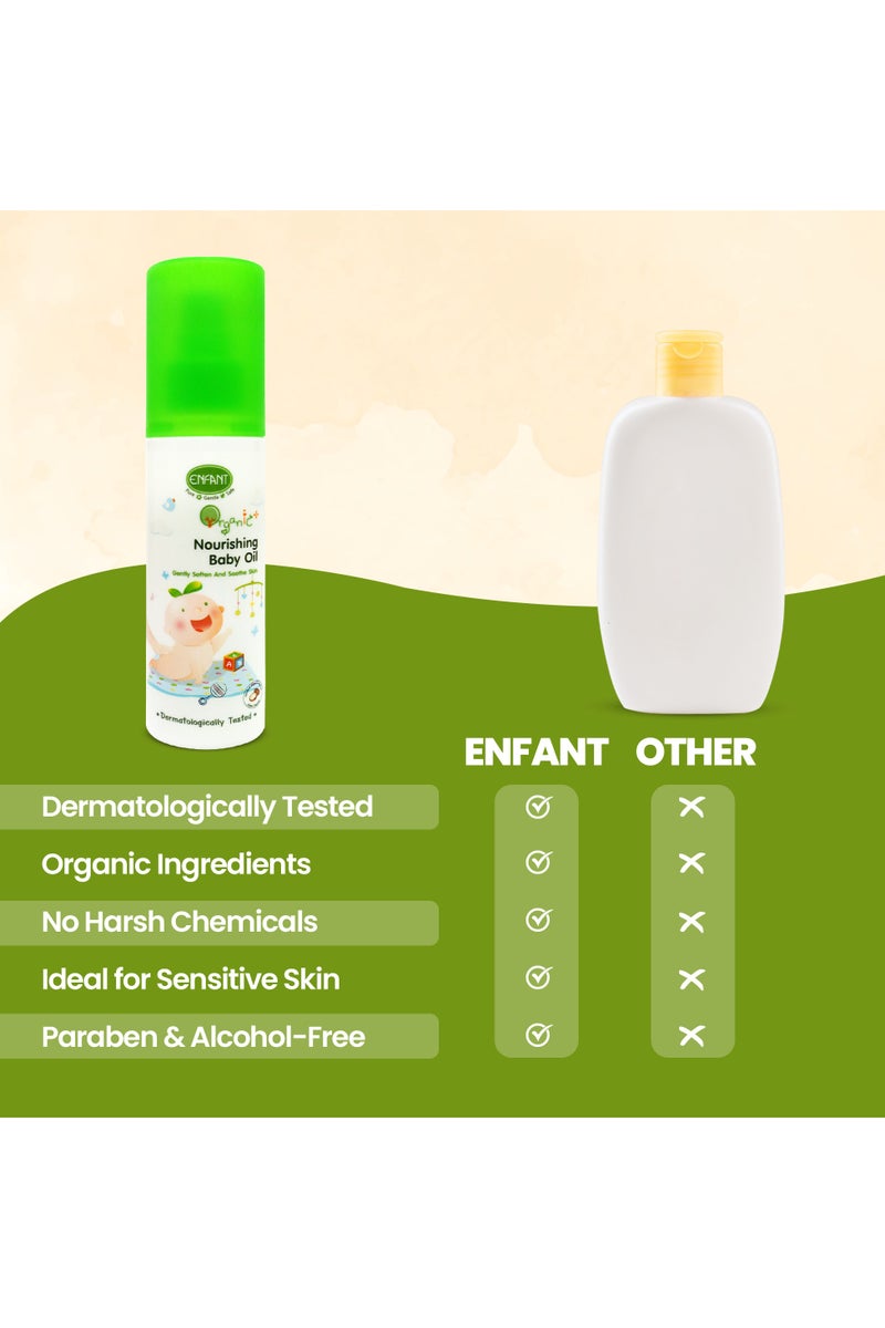ENFANT Organic Plus Nourishing Baby Oil 100ML Premium Natural Oil For Nourishing Sensitive Skin, Prevent Moisture Loss Best Baby Massage Oil Dermatologically Tested From Germany Combine Five Natural Oils For Skin Nourishment Olive Oil, Argan Oil, Grape Seed Oil, Jojoba Oil & Rice Bran Oil Rich In Vitamin E - Image 5